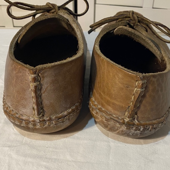Vintage Handmade Men's Brown Leather Moccasins Size 7.5-8 - Picture 3 of 5